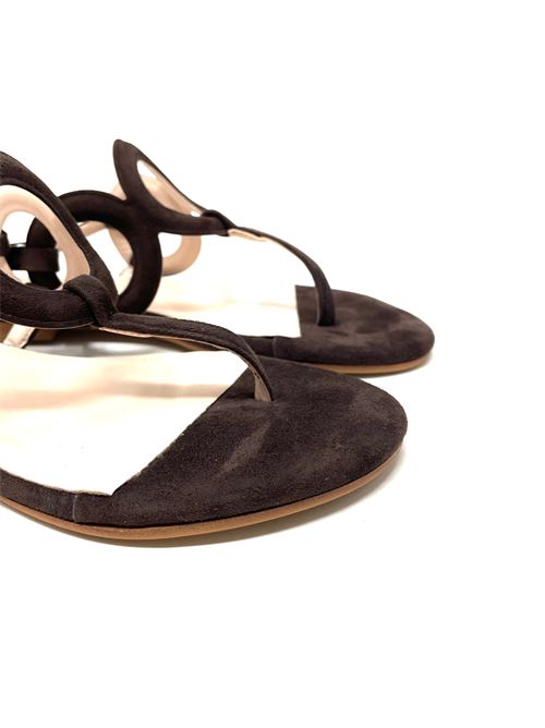 Sandalo infradito donna con cerchi IL LACCIO | G10034CAMOSCIOT.MORO